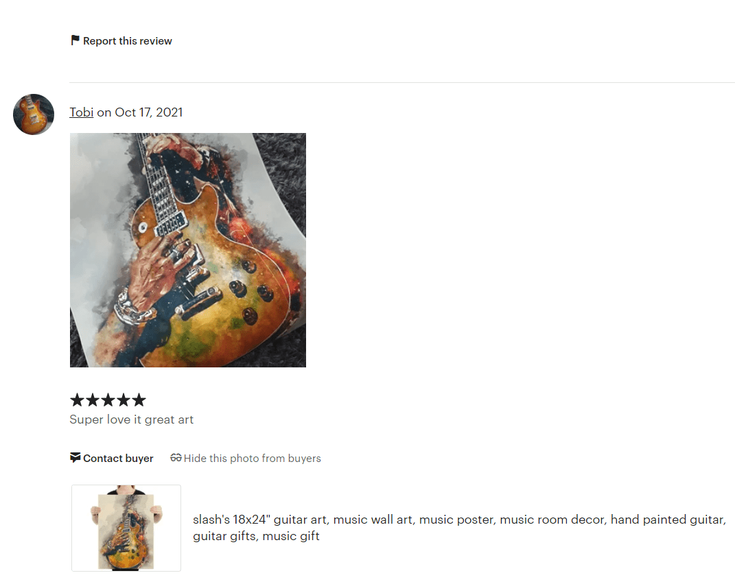 digital portrait painting of an electric guitar with hands and review