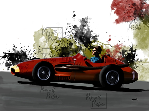 race car artwork with colorful background