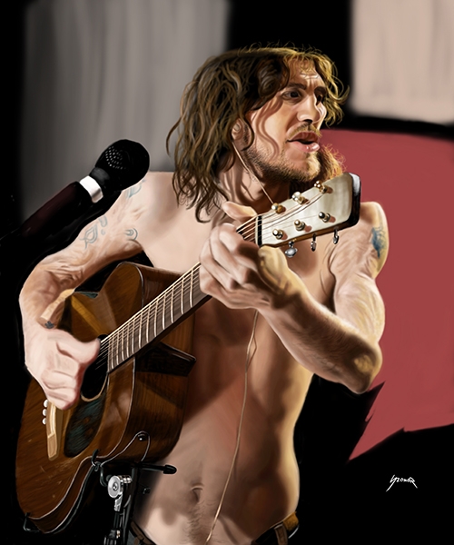 downloadable caricature art of a musician with acoustic guitar
