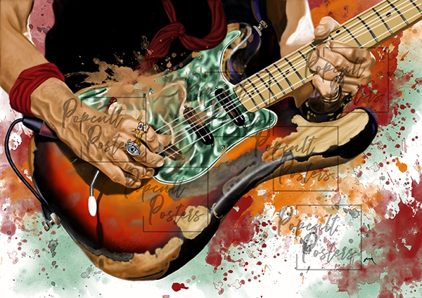 electric guitar painting with colorful background