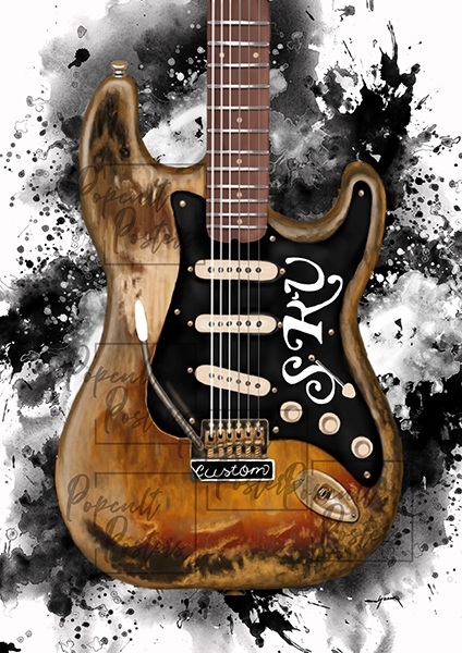 digital painting of a vintage electric guitar, guitar paintings