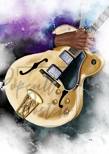 digital painting of Chuck Berry's electric guitar